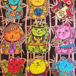 Gattini maneki neko - Quadro large in velluto da colorare ColorVelvet