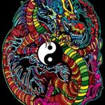 Dragone Yin Yang - Quadro large in velluto da colorare ColorVelvet