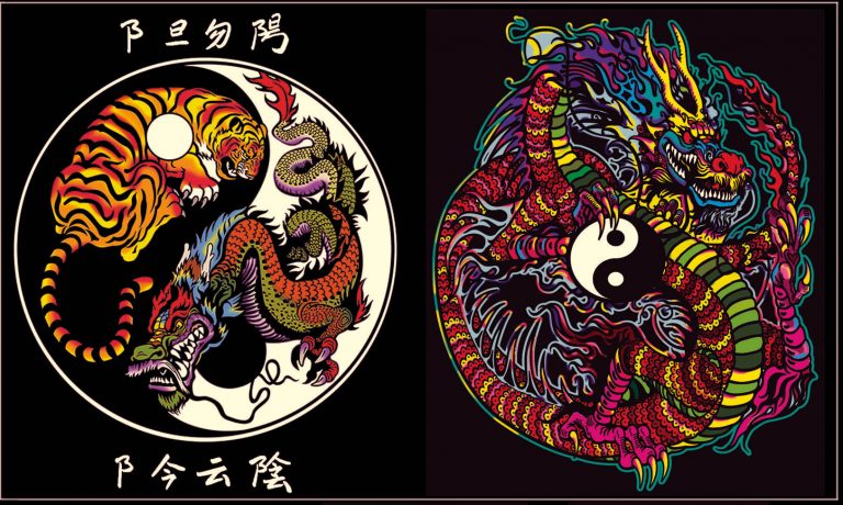 Drago Yin Yang - Mappetta in velluto da colorare