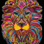 Leone mandala - Quadro large in velluto da colorare ColorVelvet