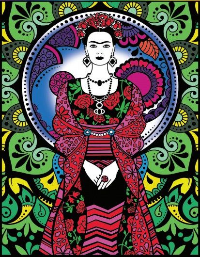 Frida Kahlo - Quadro large in velluto da colorare
