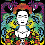 Viso Frida Kahlo - Quadro large in velluto da colorare ColorVelvet