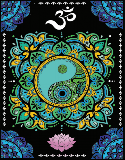 Mandala yin yang - Quadro small in velluto da colorare