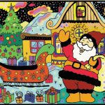 Babbo Natale con slitta - Quadro large in velluto da colorare ColorVelvet