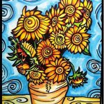 Girasoli, Van Gogh - Quadro large in velluto da colorare ColorVelvet